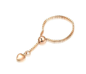 Italy Design Solid  Yellow gold Box Chain Link Ring