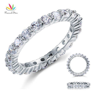 Peacock Star Solid 925 Sterling Silver Wedding Band Eternity Stacking Ring Jewelry Round Cut CFR8061