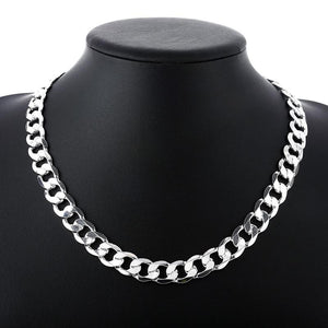 Silver 925 10 mm 22 "24" Men's Figaro chain necklace for men silver 925 jewelry large necklace N185