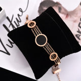 YUN RUO Fashion Black Round Letter Bracelet Woman Chain Gift Rose Gold Color Stainless Steel Jewelry Never Fade Drop shopping