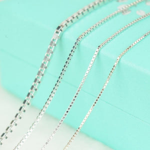 Unisex Real 925 Sterling Silver Box Chain Necklace for Pendants Charms for Womens Mens Children Kids Girls Boys Hot Jewelry Gift