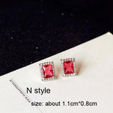 Luxury Rose Red stone Long Drop Earrings Water Drop and Flower Shape Hot pink Cubic Zirconia women Party Wedding Jewelry Gift