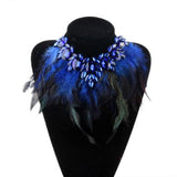 ZMZY Big Chunky Statement Crystal Pendant Crystal Necklace Luxury Style Feather Collar Choker Jewelry For Women