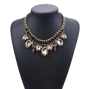 PPG&PGG Brand Wedding Crystal Pendant Women Collar Chokers Chunky Beads Boho Style Maxi Necklace Statement Jewelry