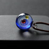 BOEYCJR Universe Glass Bead Planets Pendant Necklace Galaxy Rope Chain Solar System Design Necklace for Women Christams Gift