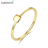 Brand Design Gold Finger Ring For Women Wedding Simple Square Shape Bride Rings Fine Jewelry Bijoux Femme Gift