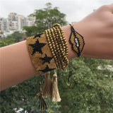 Go2boho Delica MIYUKI Bracelet Gold Star Pulsera 6 Wrap Crystal Sexy Gold Lips Party Jewelry For Women Tassel Bracelets Handmad