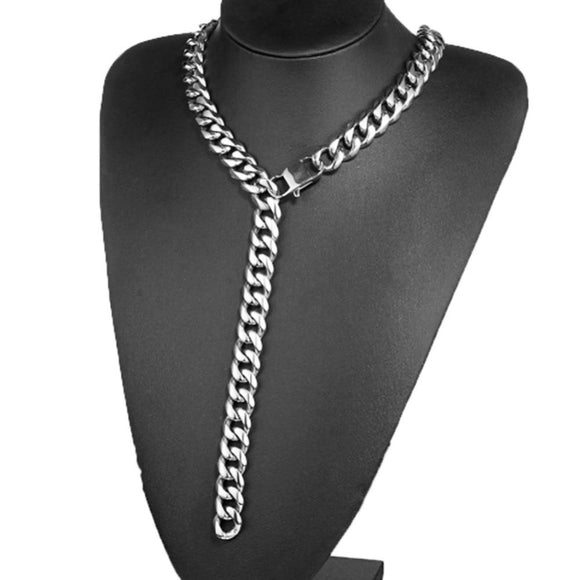 13/15/17/19mm Xxxtentacion Adjustable Choker Tail Hip Hop Rapper Stainless Steel Silver Mens Cuban Curb Chain Necklace 18-40inch