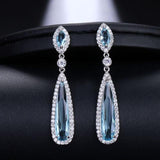 EMMAYA New Luxury Excellent Two Colors Silver Crystal Long Drop High Quality CZ Earrings For Women Wedding Jewelry Gift